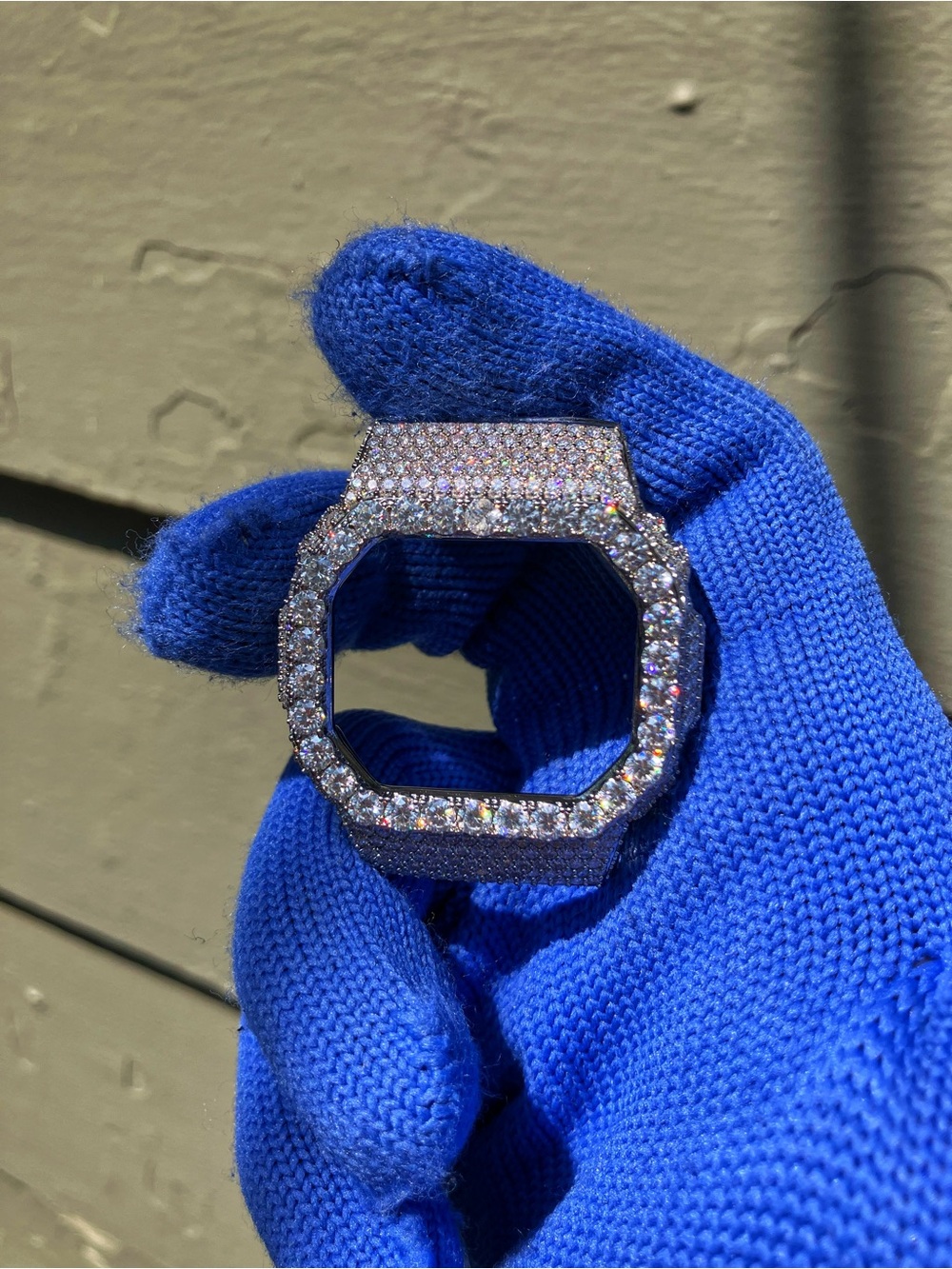 G Shock Moissanite Iced Out Bezel Silver Dw-5600